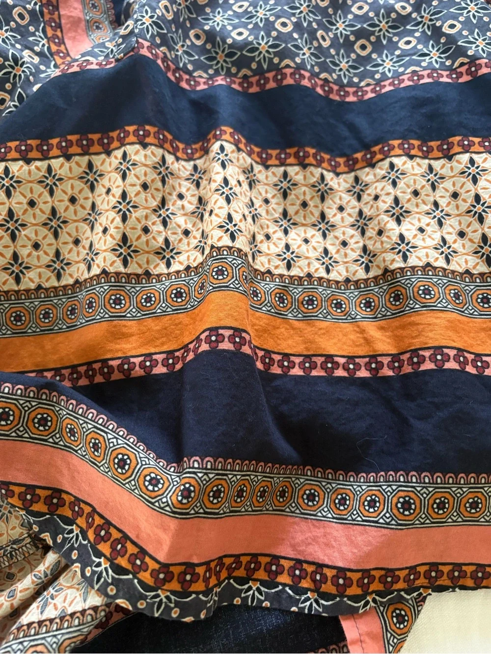 Loft Striped Pattern Blouse in Navy and Rust